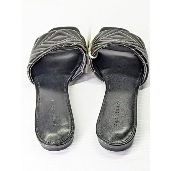 Sanctuary Women's Black Contrast Culture Leather Slide Sandal Size 6 (MSRP $99) - Picture 4 of 7